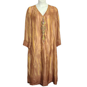 Soft Surroundings Kaftan Mumu Maxi Dress Size Large Brown Lightweight Flowy